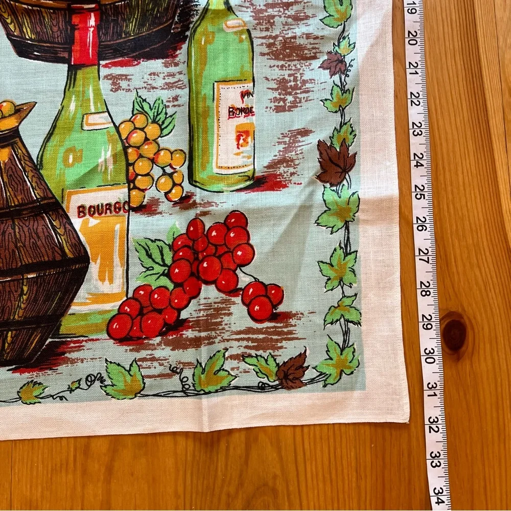 Vintage Tea Towel Novelty French Country Wine Cotton Linen Kitchen Vineyard